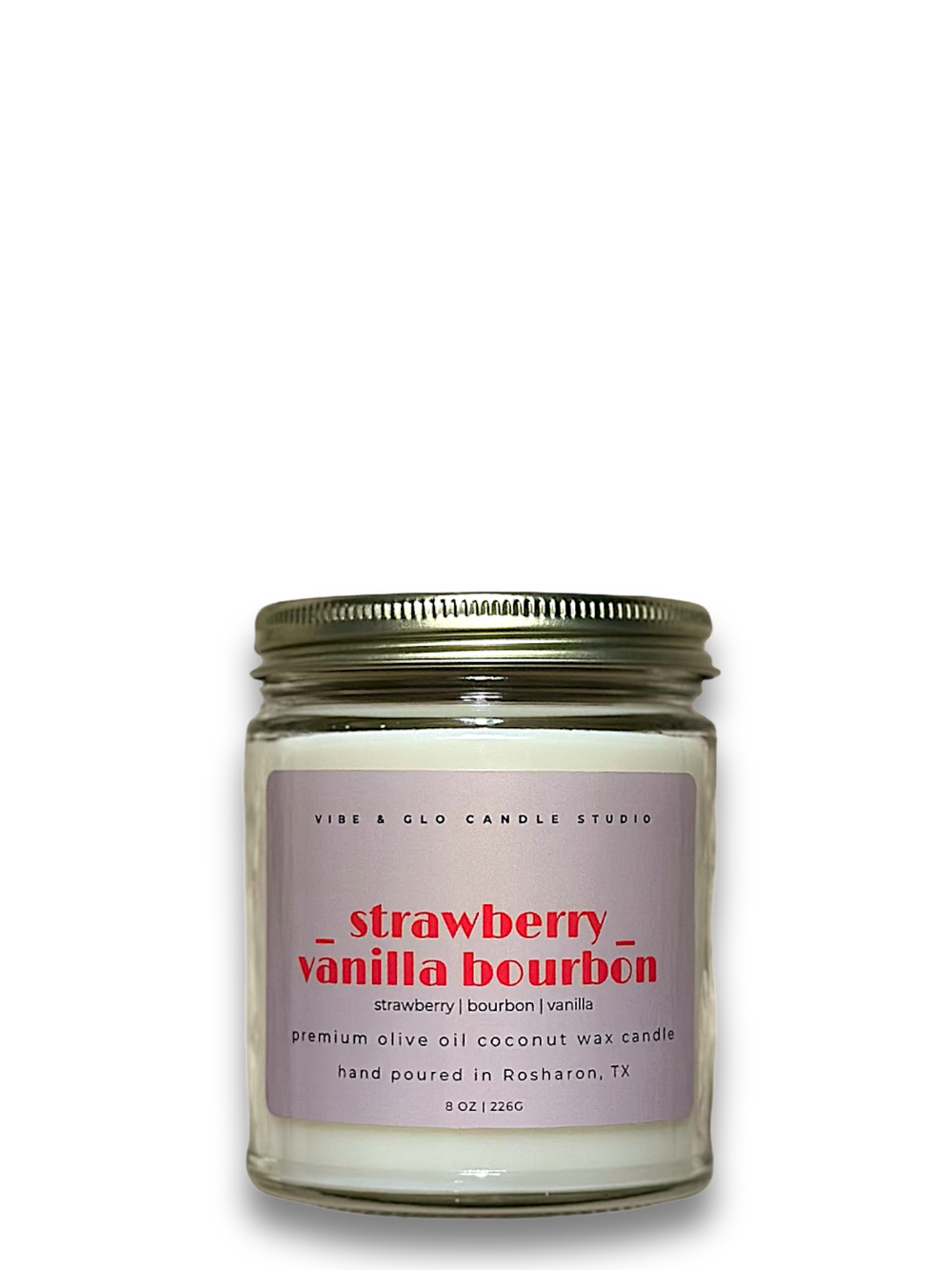 Strawberry Vanilla Bourbon Wood Wick Candle