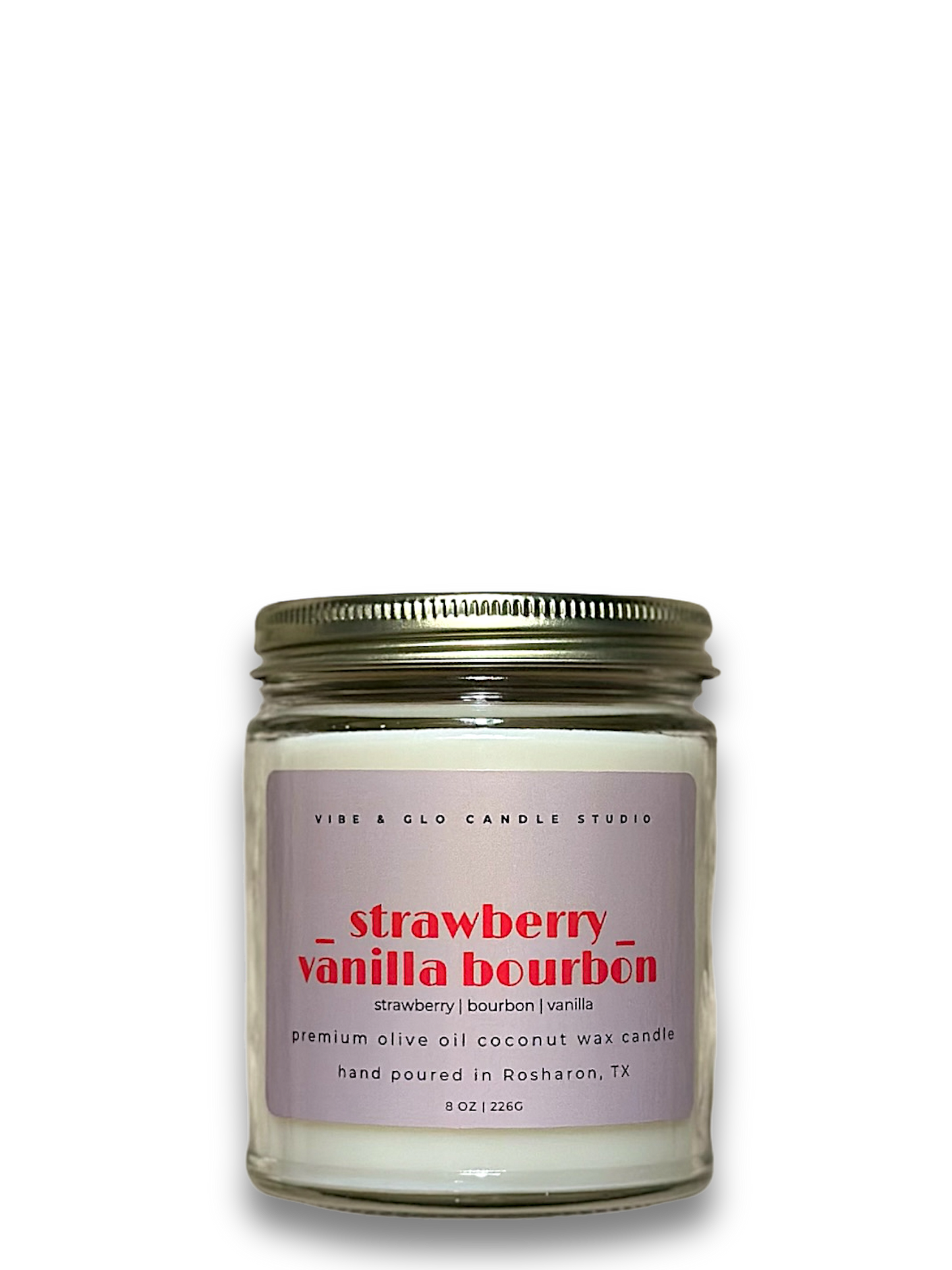 Strawberry Vanilla Bourbon Wood Wick Candle