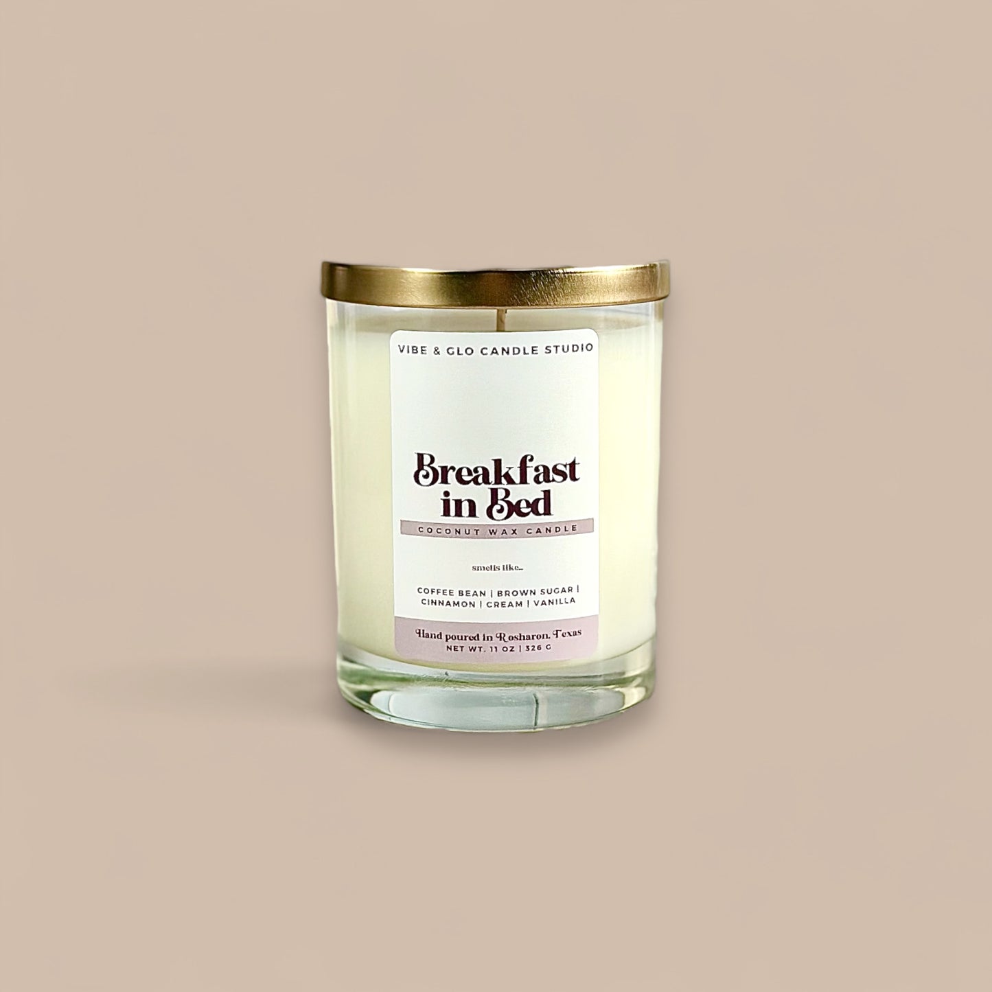 Breakfast in Bed Candle - Coconut Wax, Coffee | Brown Sugar | Cinnamon and Vanilla Scent