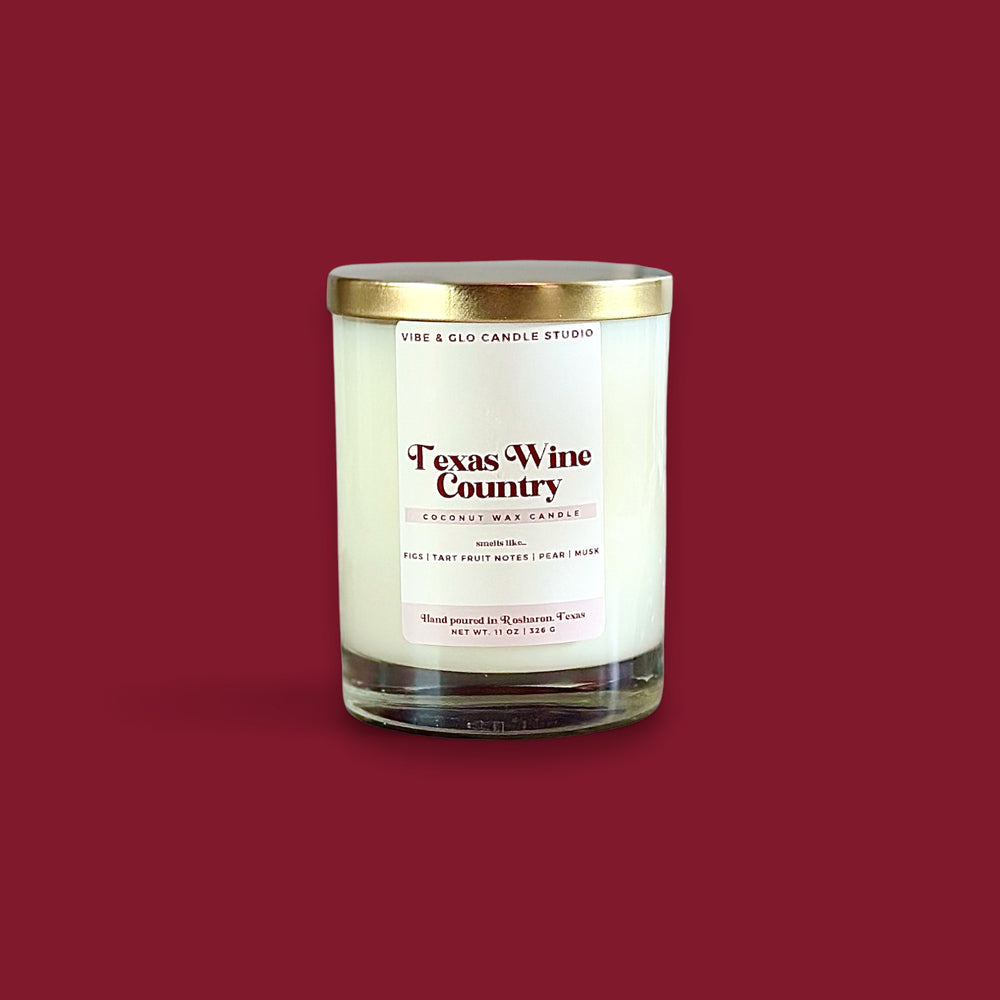 Texas Wine Country Candle - Coconut Wax, Fig, Pear and Musk Scent