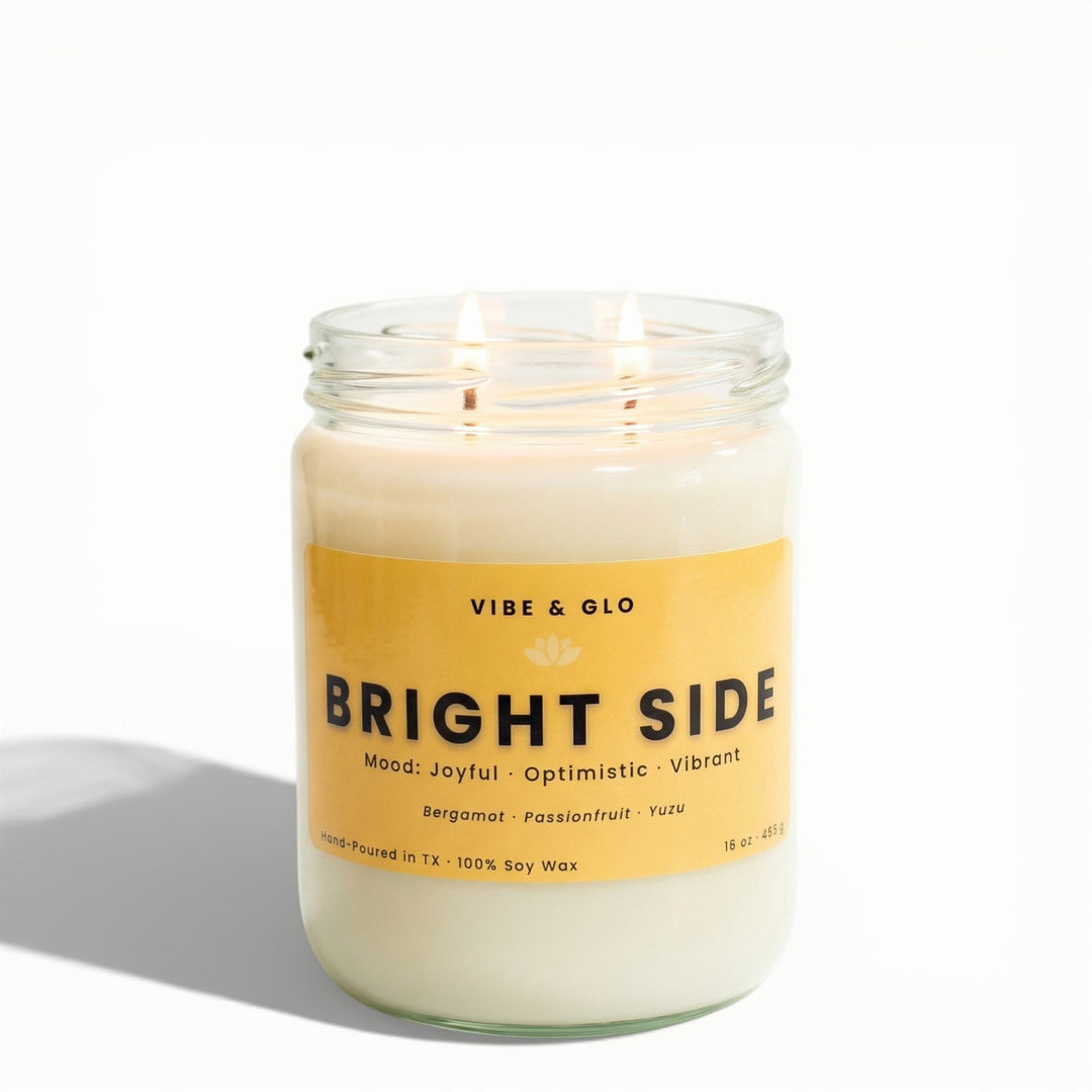 Bright Side – Double Wick Bergamot & Yuzu Soy Candle | 16 oz - Vibe & Glo Candle Studio
