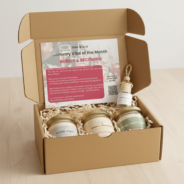 Candle Flight Trio – Monthly Candle Subscription Box (3 Mini Soy Candles + Car Diffuser) - Vibe & Glo Candle Studio