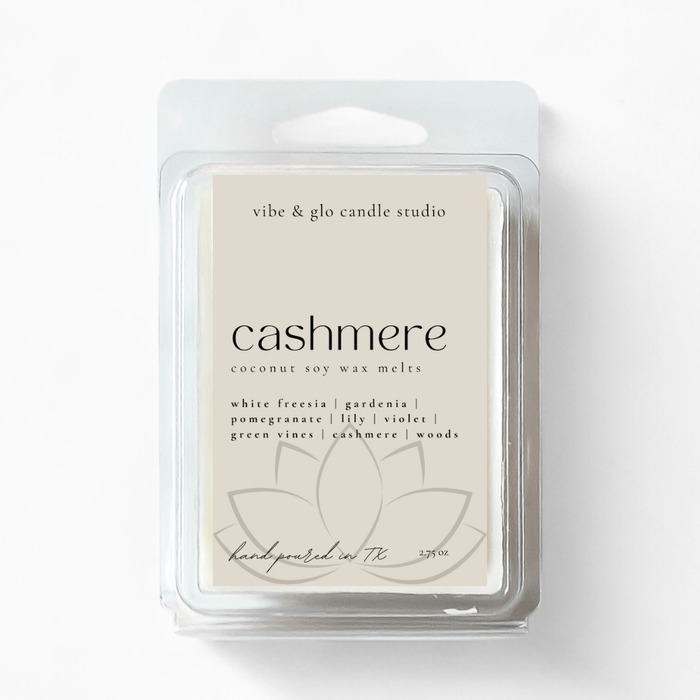 Cashmere Wax Melts – Soft Floral & Woods - Vibe & Glo Candle Studio