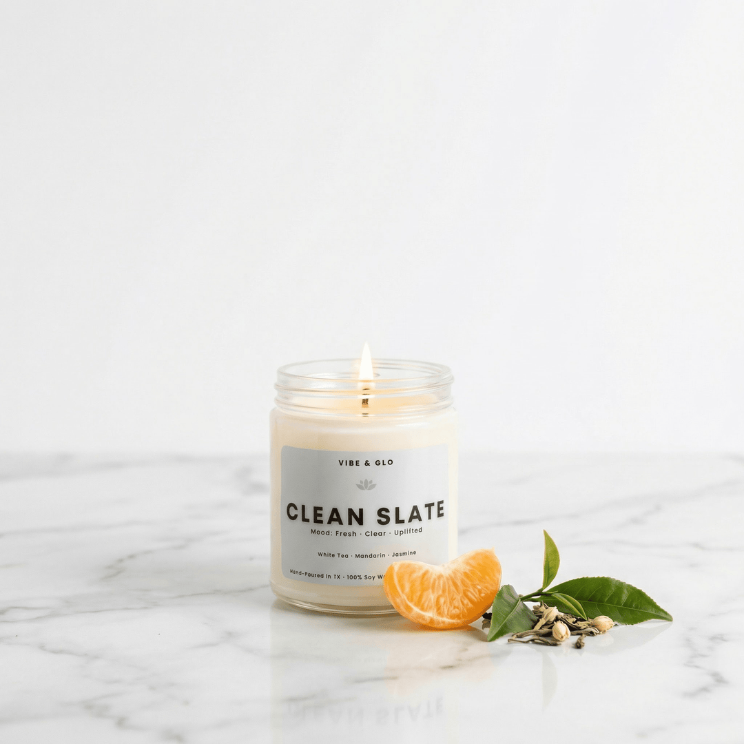 Clean Slate – White Tea & Jasmine Soy Candle - Vibe & Glo Candle Studio