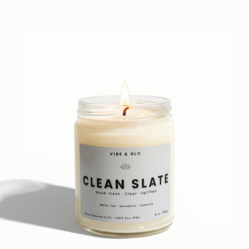 Clean Slate – White Tea & Jasmine Soy Candle - Vibe & Glo Candle Studio