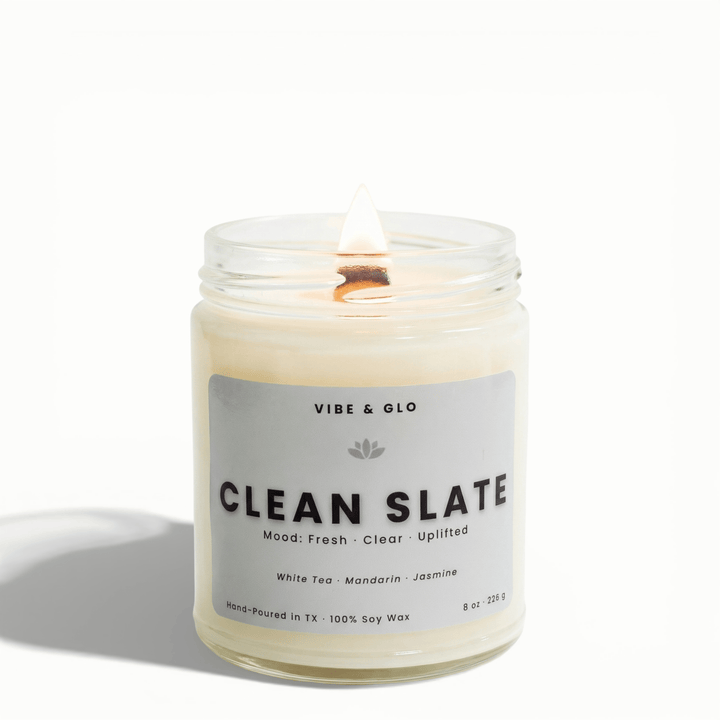 Clean Slate – White Tea & Jasmine Soy Candle - Vibe & Glo Candle Studio