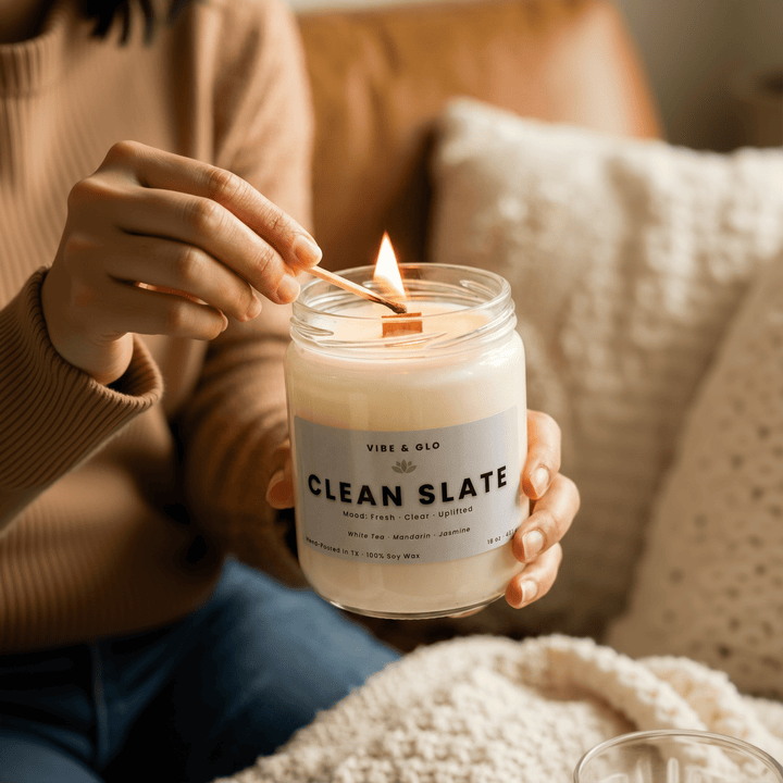 Clean Slate – White Tea & Jasmine Soy Candle - Vibe & Glo Candle Studio