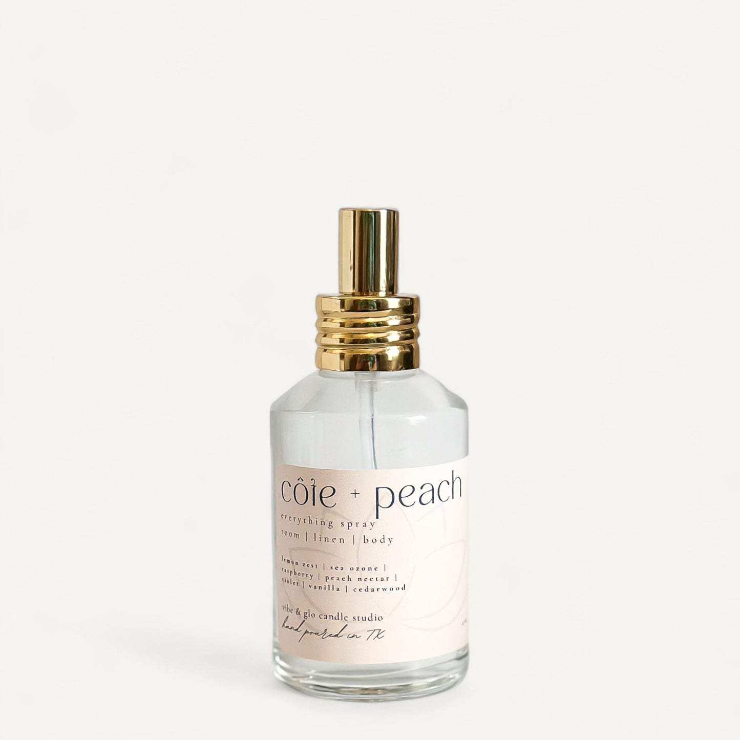 Côte + Peach Room + Linen Spray | Fruity Coastal Body - Safe Fragrance Mist - Vibe & Glo Candle Studio