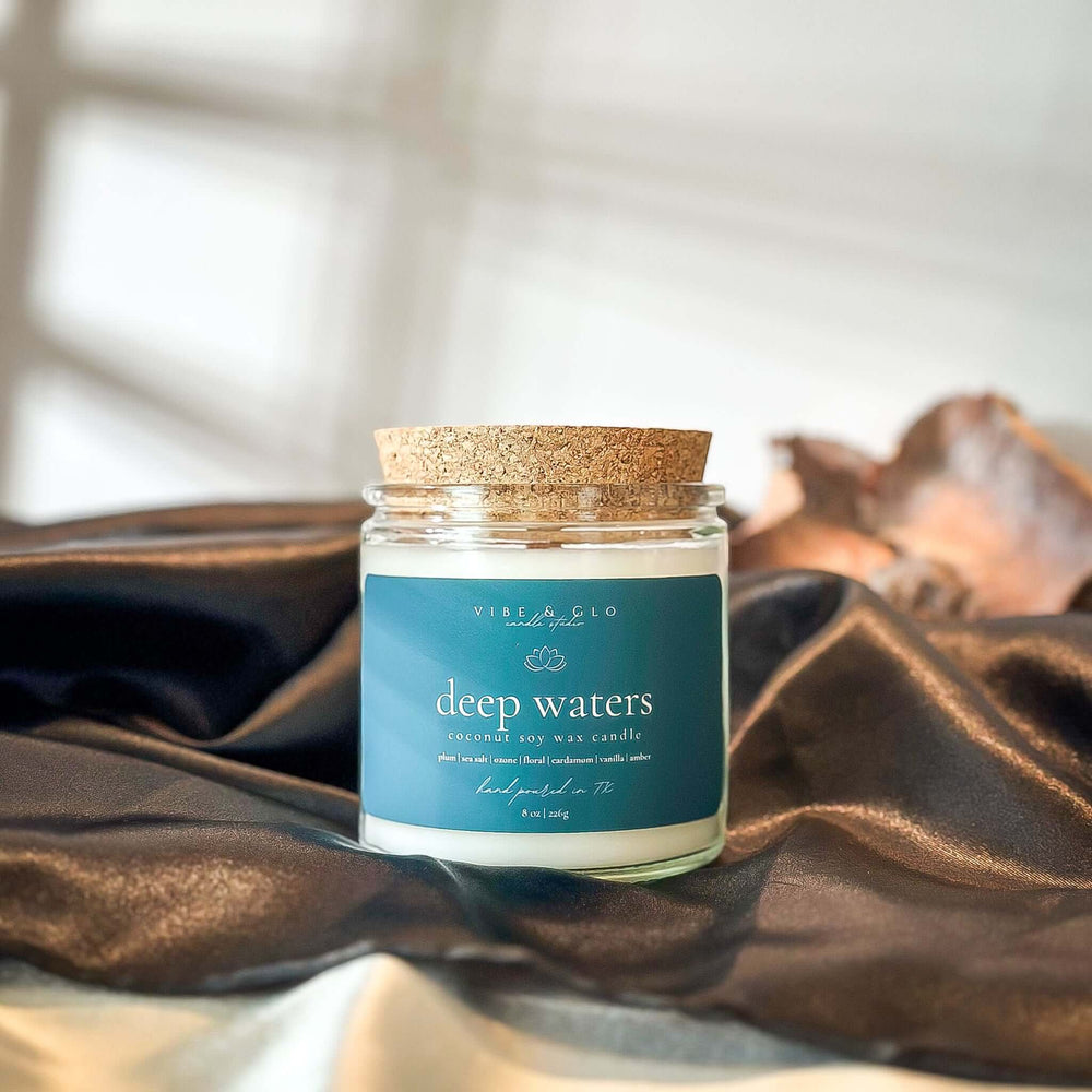 
                  
                    Deep Waters Coconut Soy Candle | 8 oz - Vibe & Glo Candle Studio
                  
                