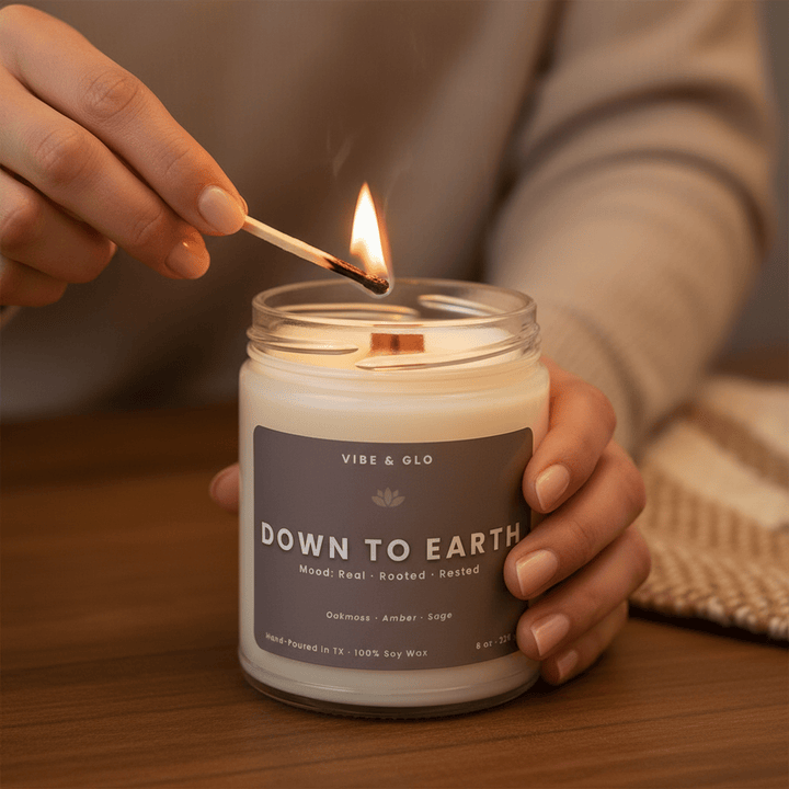 Down to Earth – Oakmoss & Sage Soy Candle - Vibe & Glo Candle Studio