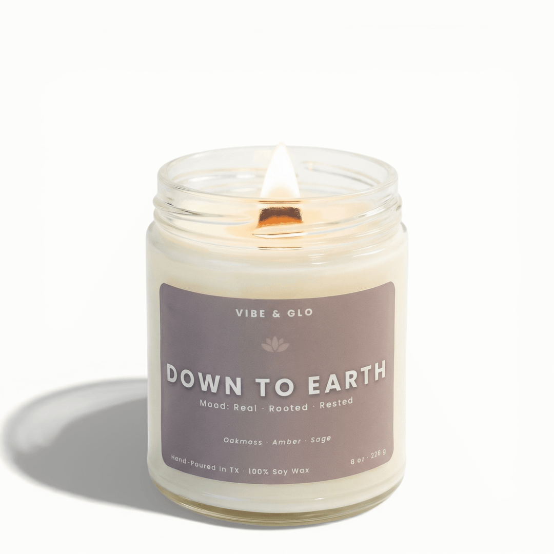 Down to Earth – Oakmoss & Sage Soy Candle - Vibe & Glo Candle Studio