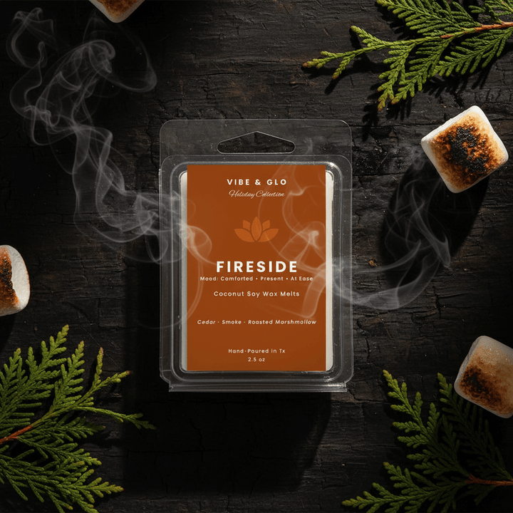 Fireside Wax Melts | Cedar, Smoke, Roasted Marshmallow Scent - Vibe & Glo Candle Studio