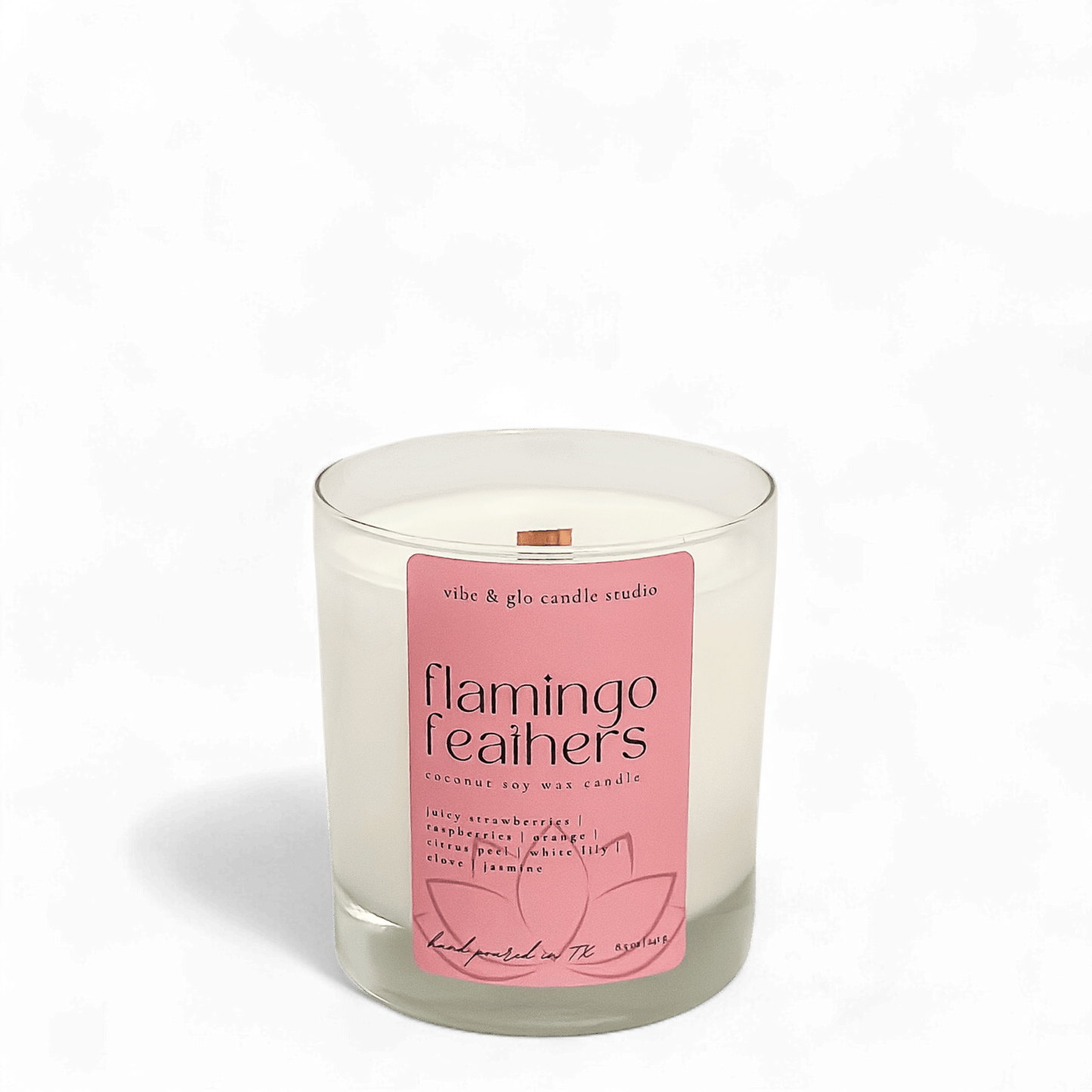 Flamingo Feathers Coconut Soy Candle - Vibe & Glo Candle Studio