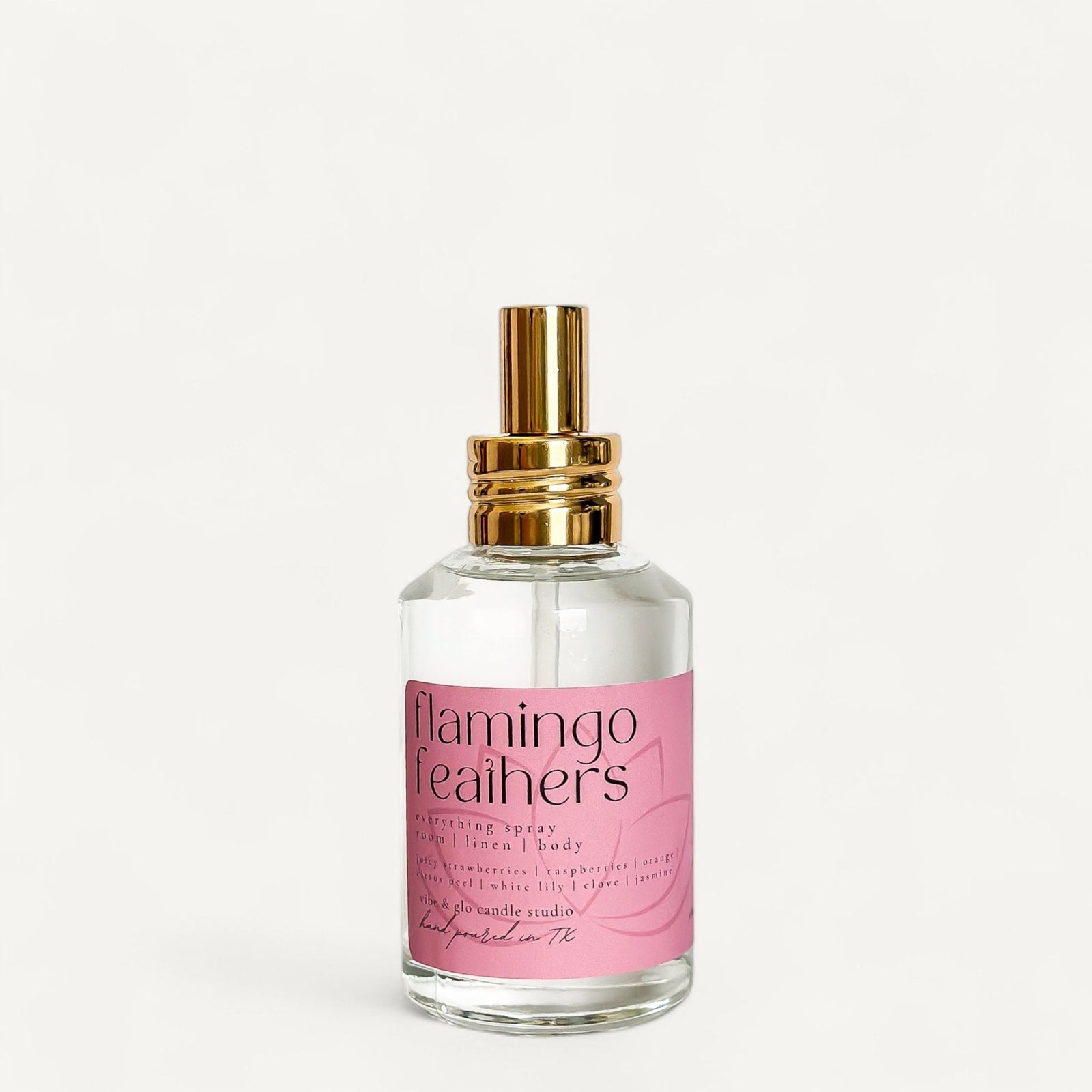 Flamingo Feathers Room + Linen Spray | Fruity + Floral Body - Safe Mist - Vibe & Glo Candle Studio