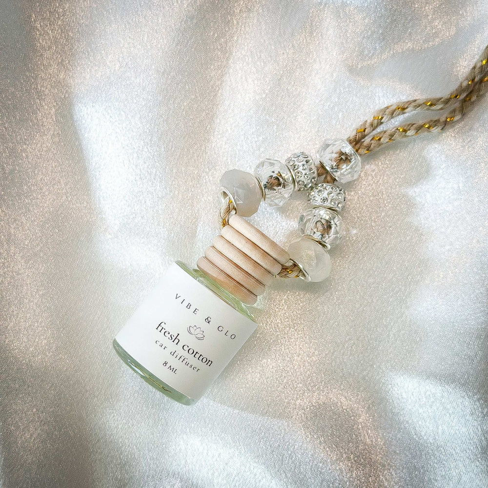 
                  
                    Fresh Cotton Car Diffuser | 8 ml - Vibe & Glo Candle Studio
                  
                