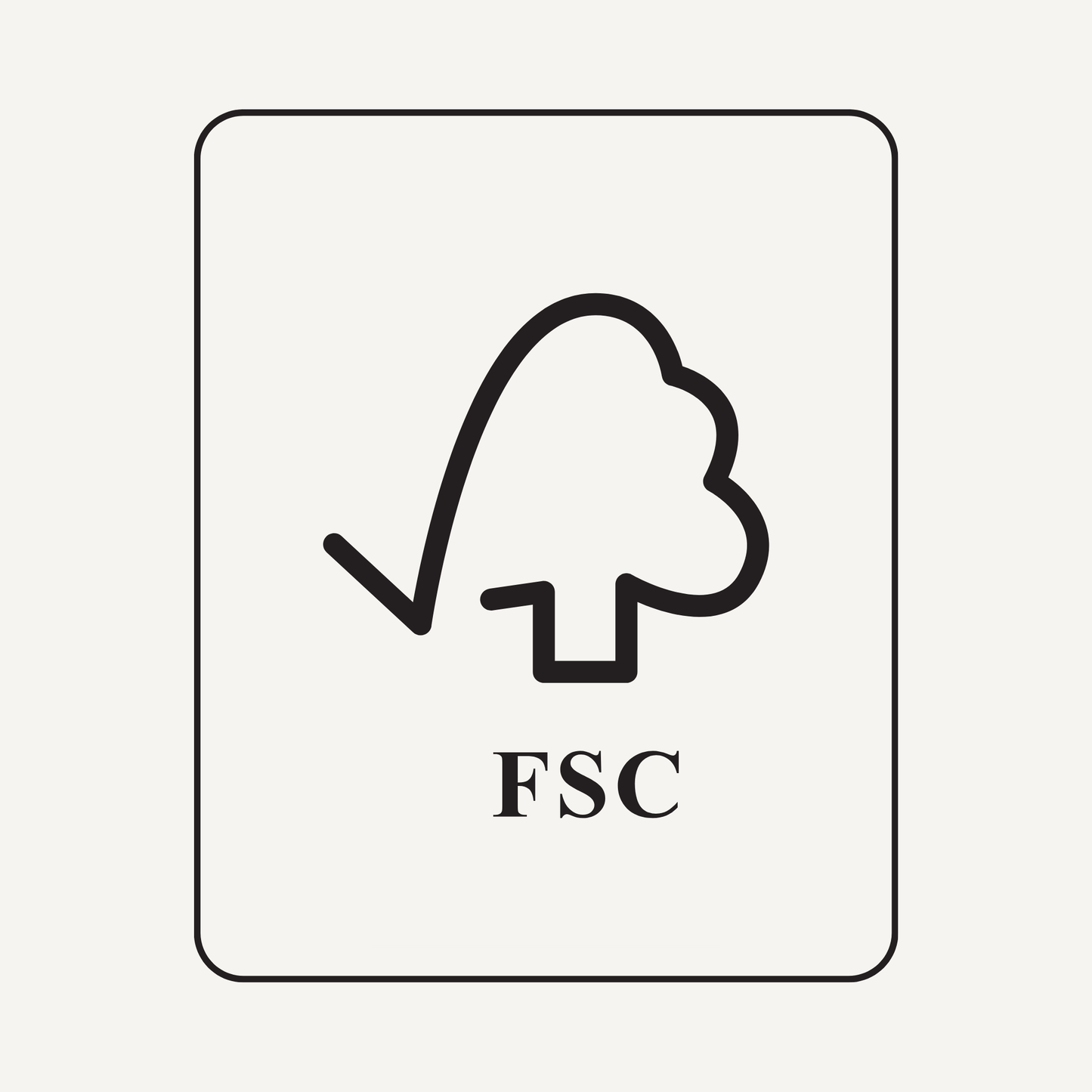 FSC certified wood icon showing eco-friendly and sustainable sourcing for candle wicks and packaging.