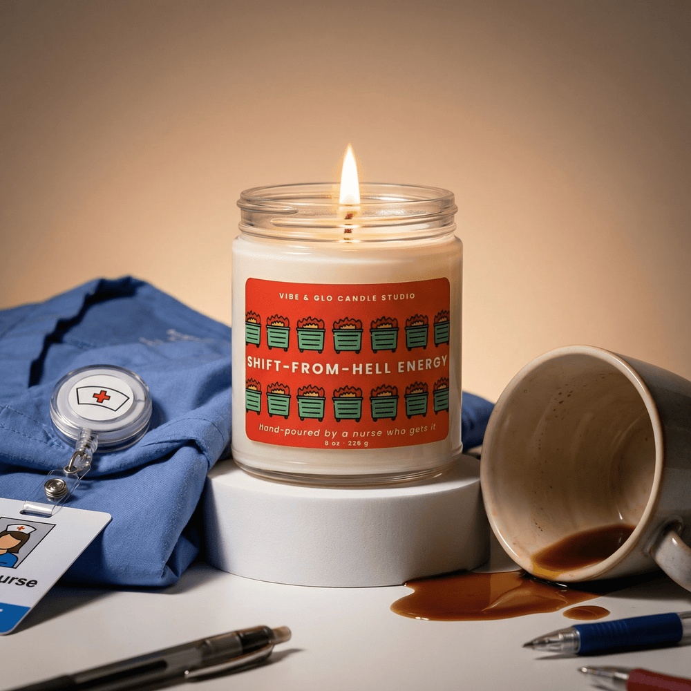 Funny Nurse Gift – Shift - From - Hell Energy Soy Candle - Vibe & Glo Candle Studio