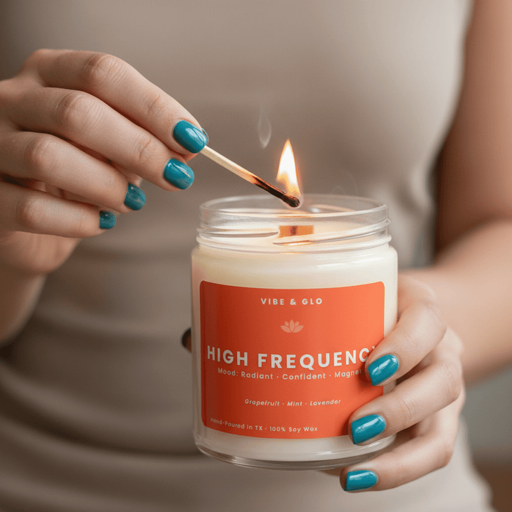 High Frequency – Grapefruit & Mint Soy Candle - Vibe & Glo Candle Studio