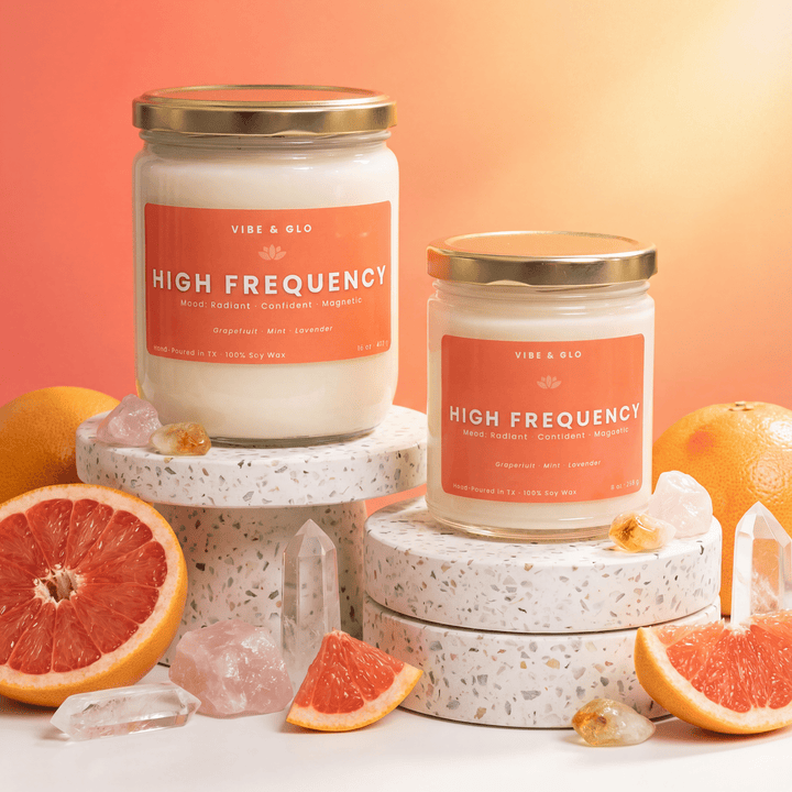 High Frequency – Grapefruit & Mint Soy Candle - Vibe & Glo Candle Studio