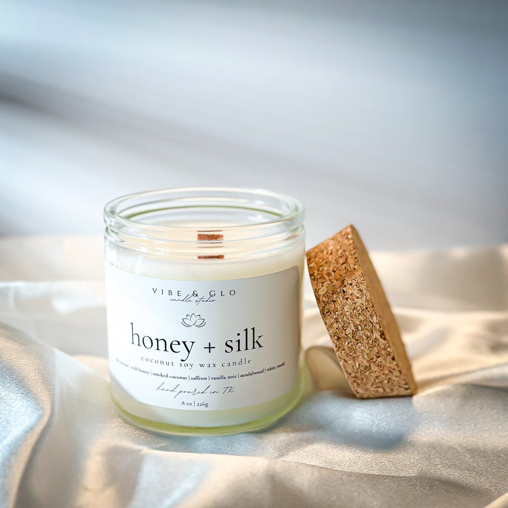 
                  
                    Honey + Silk Coconut Soy Candle - Vibe & Glo Candle Studio
                  
                