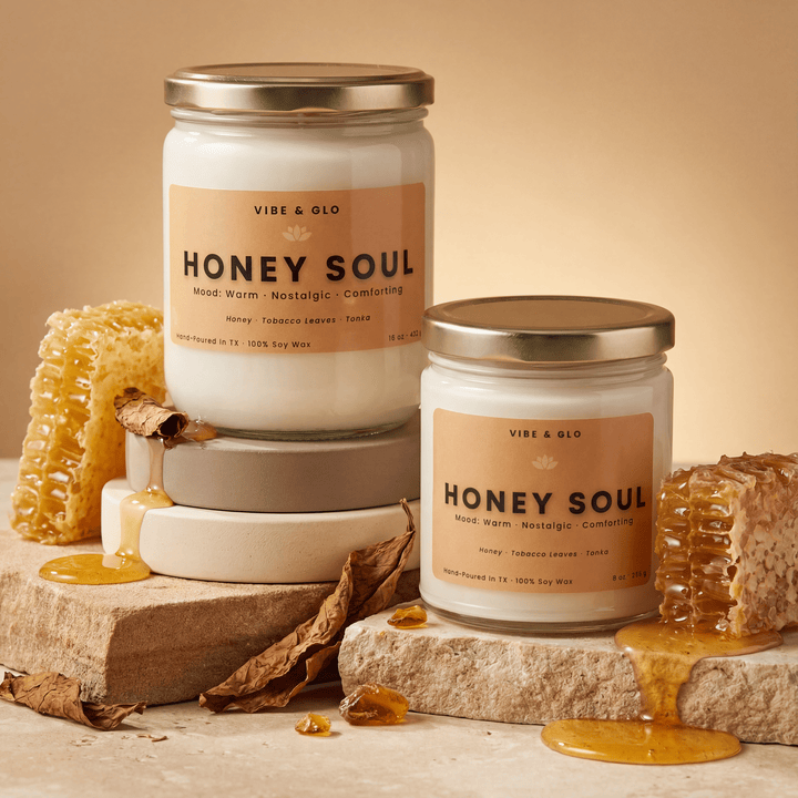 Honey Soul – Honey & Tobacco Soy Candle - Vibe & Glo Candle Studio
