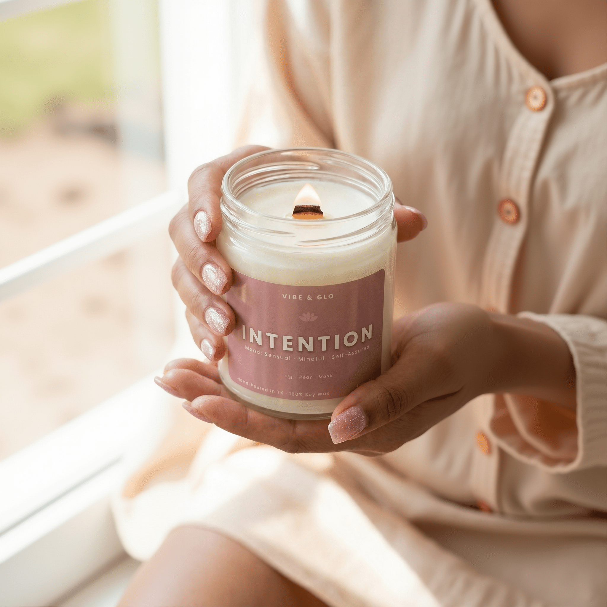 Intention – Fig & Pear Soy Candle - Vibe & Glo Candle Studio