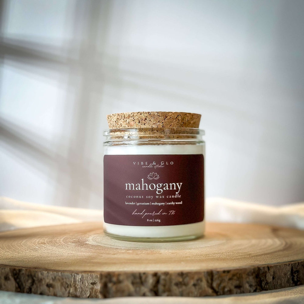 
                  
                    Mahogany Coconut Soy Candle | 8 oz - Vibe & Glo Candle Studio
                  
                