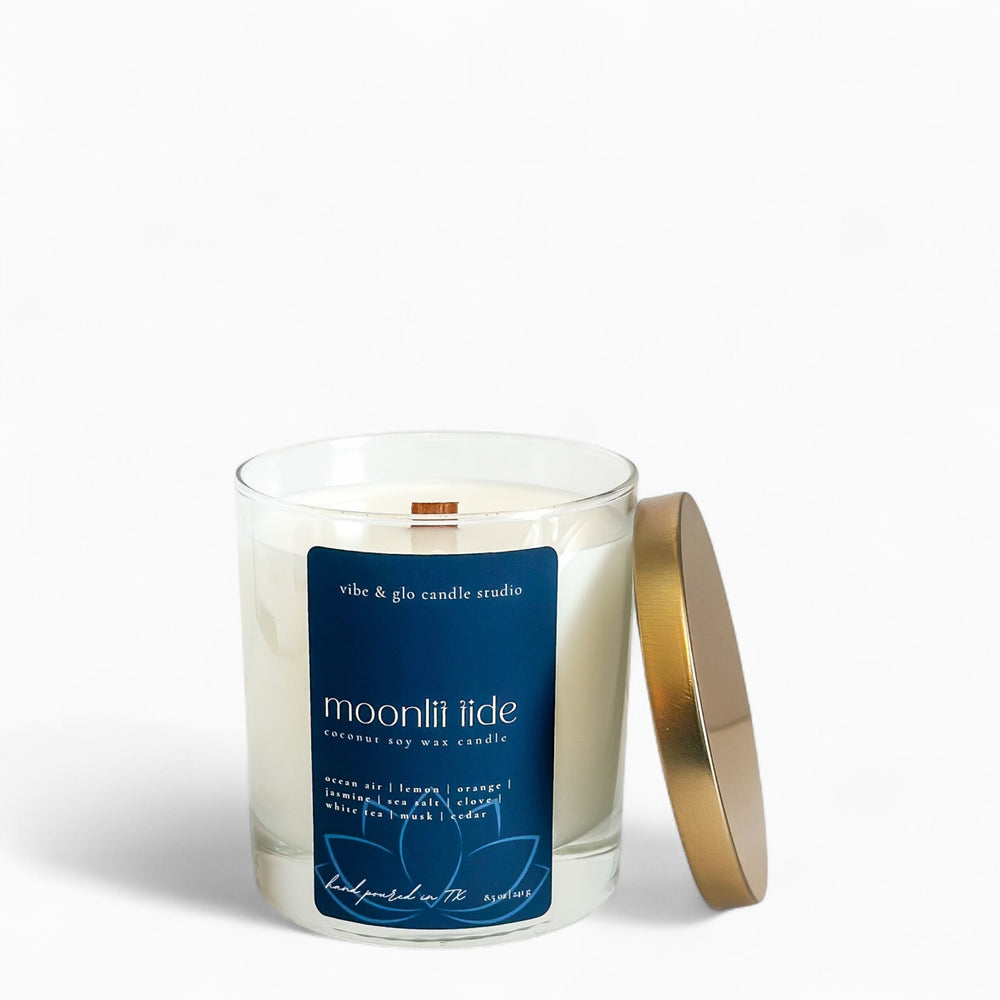 
                  
                    Moonlit Tide Coconut Soy Candle - Vibe & Glo Candle Studio
                  
                