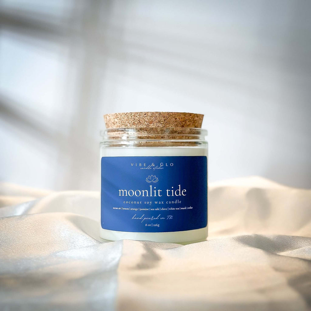 Moonlit Tide Coconut Soy Candle | 8 oz - Vibe & Glo Candle Studio