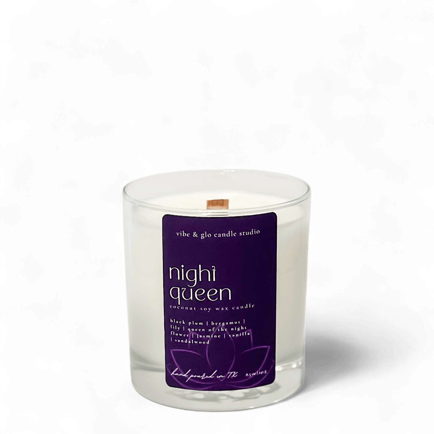 Night Queen Coconut Soy Candle | 8.5 oz - Vibe & Glo Candle Studio