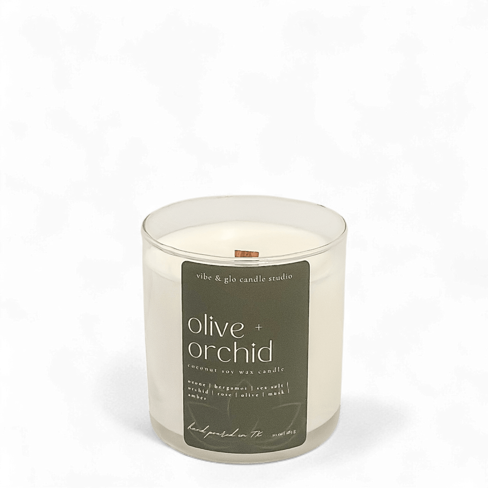 
                  
                    Olive + Orchid Coconut Soy Candle - Vibe & Glo Candle Studio
                  
                