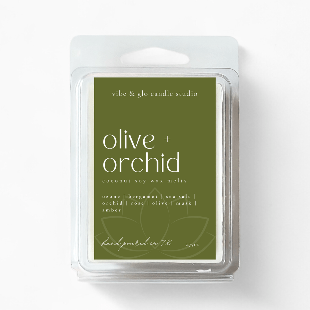 Olive + Orchid Wax Melts – Fresh, Clean & Floral Scent - Vibe & Glo Candle Studio