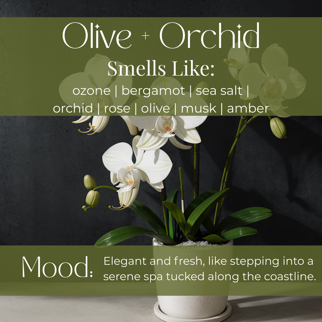 Olive + Orchid Wooden Wick Candle