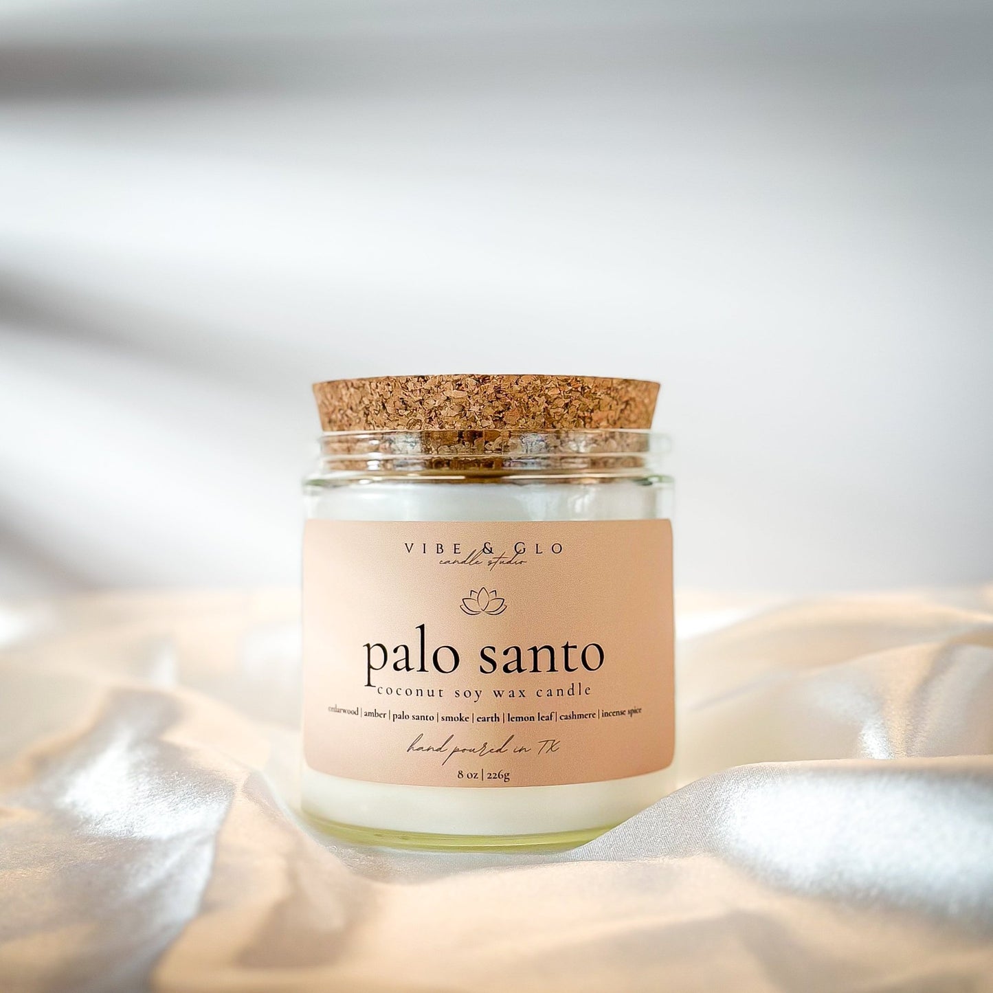 Palo Santo Coconut Soy Wax Candle | 8 oz - Vibe & Glo Candle Studio