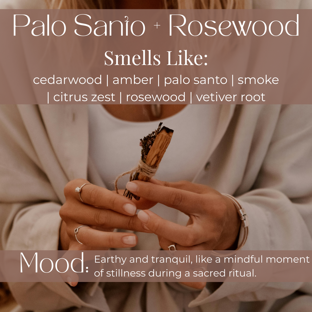 Palo Santo + Rosewood Wooden Wick Candle