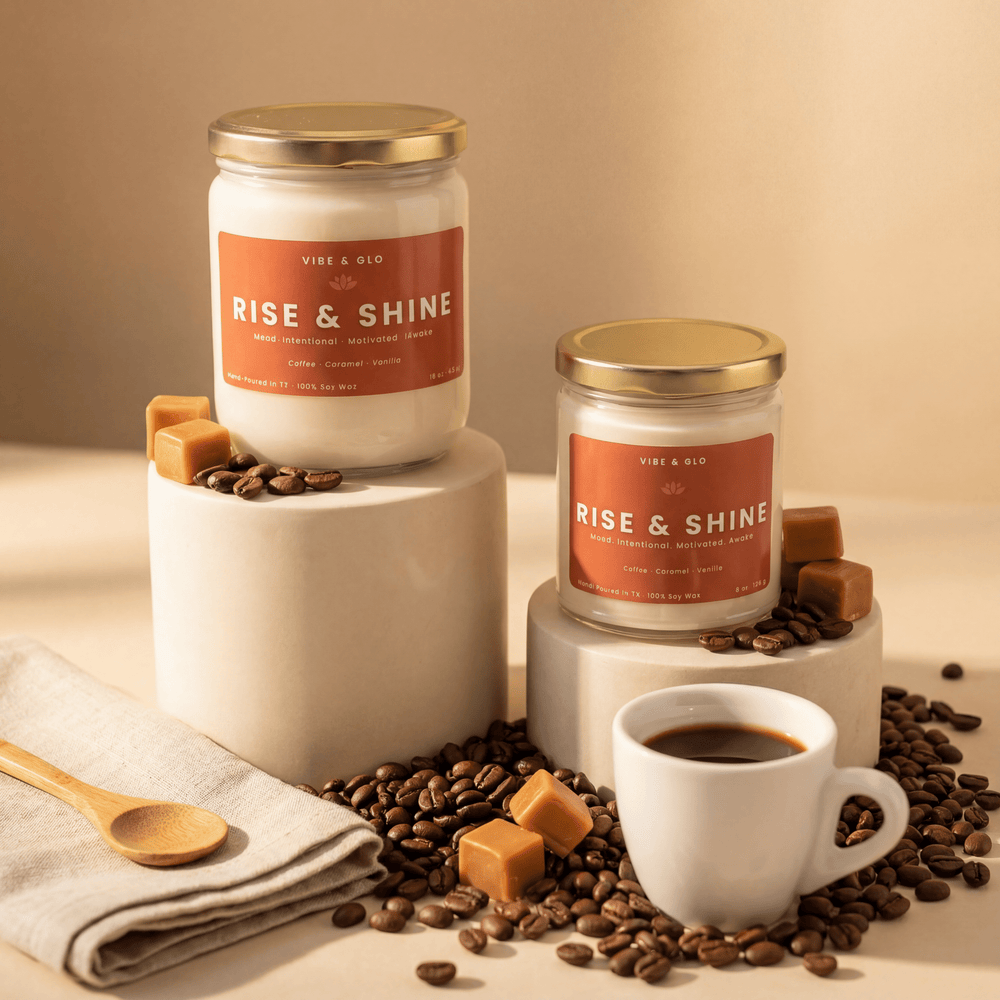 Rise & Shine – Coffee & Vanilla Soy Candle - Vibe & Glo Candle Studio