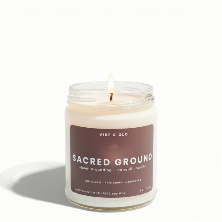 Sacred Ground – Citrus Zest & Palo Santo Soy Candle - Vibe & Glo Candle Studio