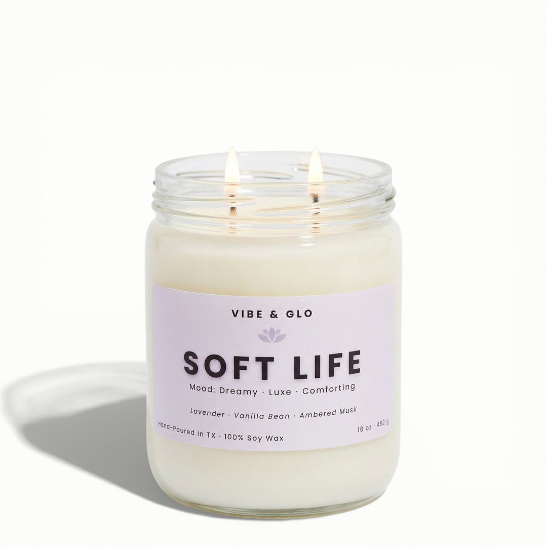 Soft Life – Double Wick Lavender & Vanilla Soy Candle | 16 oz - Vibe & Glo Candle Studio