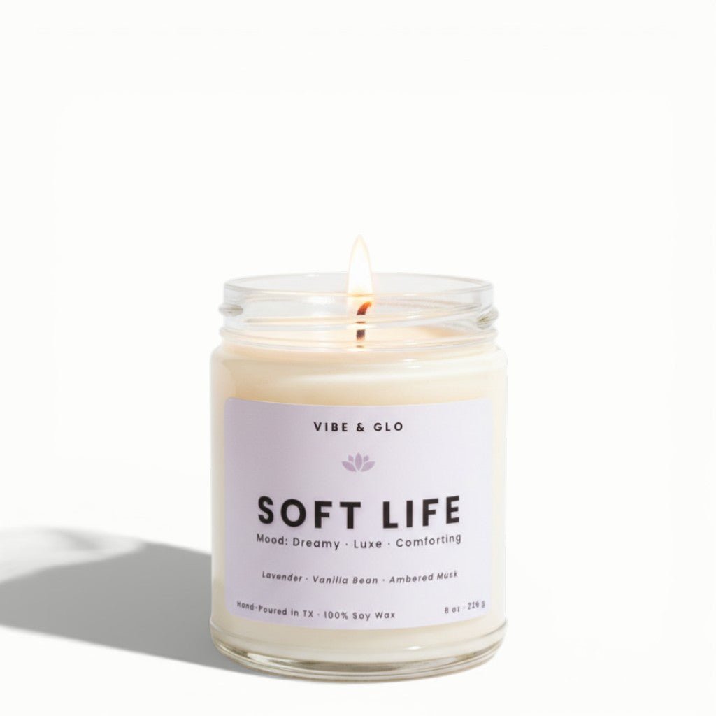 Soft Life - Lavender & Vanilla Soy Candle - Vibe & Glo Candle Studio