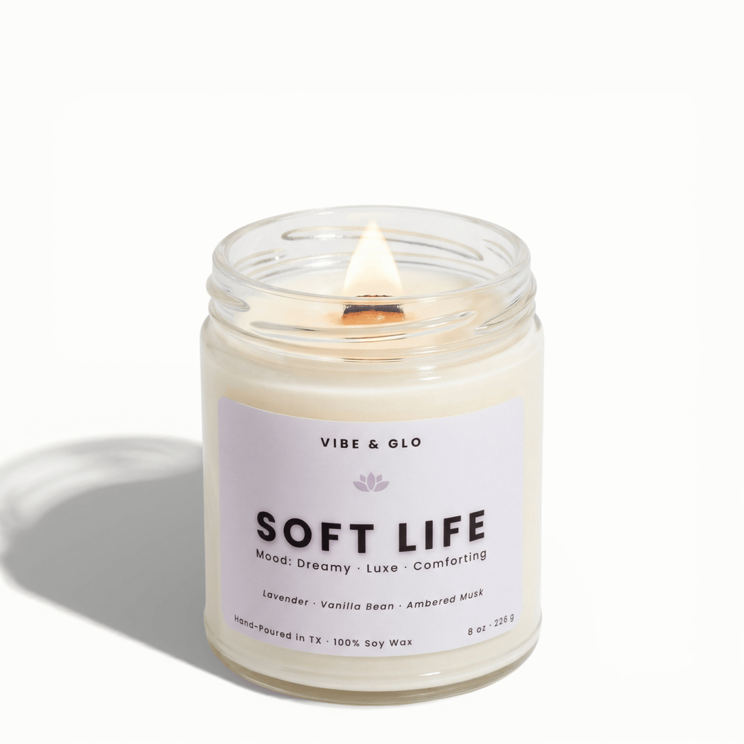 Soft Life - Lavender & Vanilla Soy Candle - Vibe & Glo Candle Studio