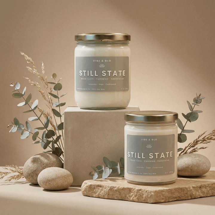 Still State – Lavender & Sage Soy Candle - Vibe & Glo Candle Studio