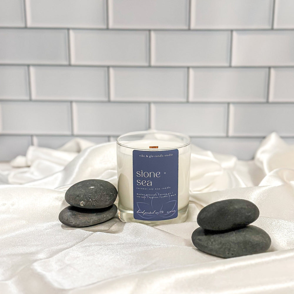
                  
                    Stone + Sea Coconut Soy Candle - Vibe & Glo Candle Studio
                  
                