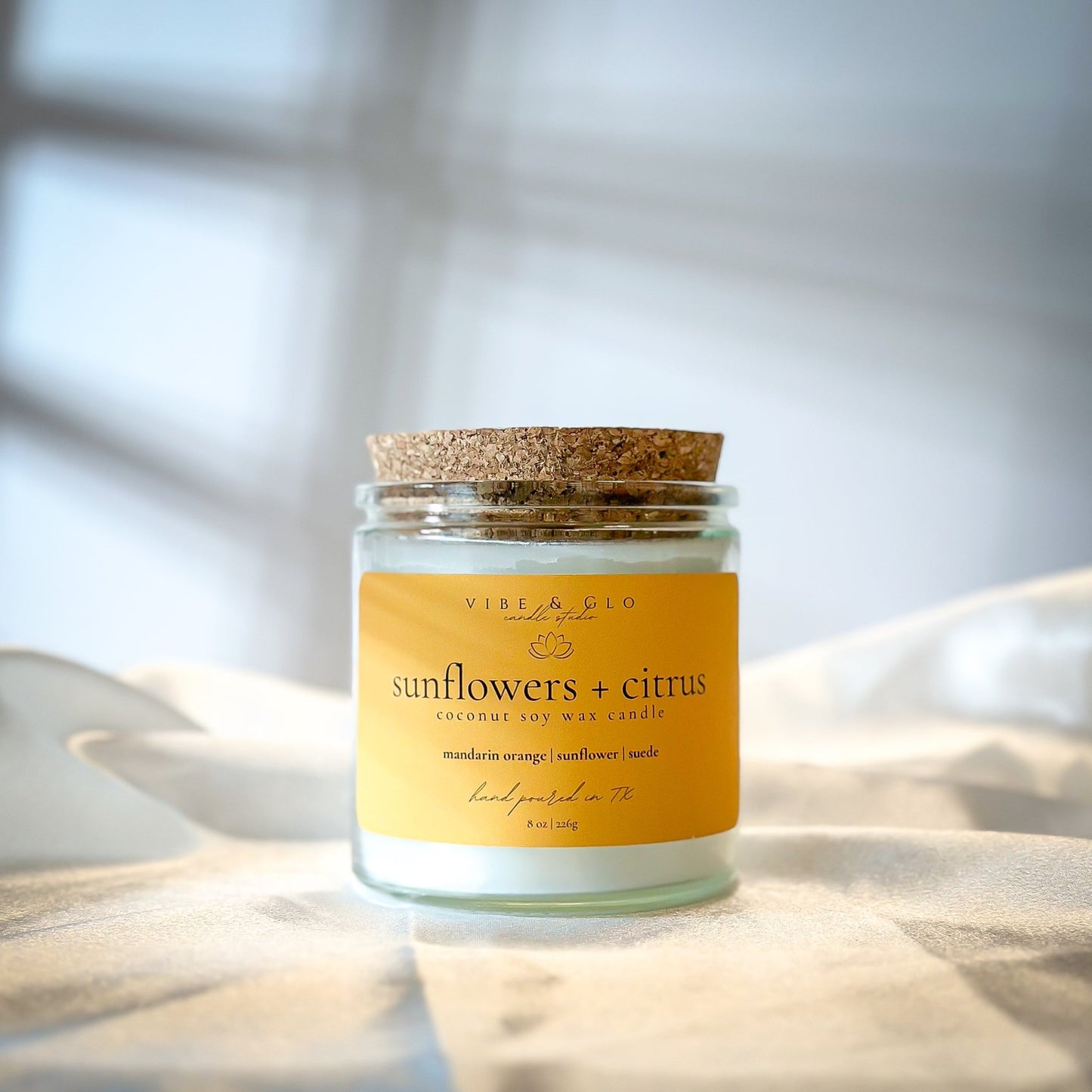 Sunflowers + Citrus Coconut Soy Candle | 8 oz - Vibe & Glo Candle Studio