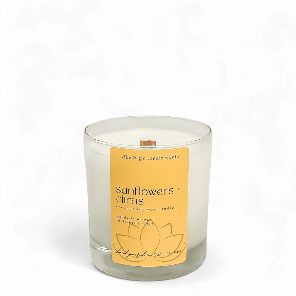 
                  
                    Sunflowers + Citrus Coconut Soy Candle - Vibe & Glo Candle Studio
                  
                