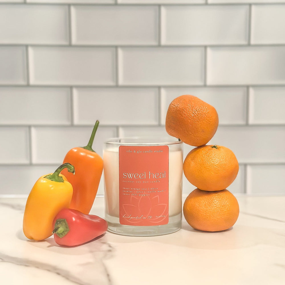 
                  
                    Sweet Heat Coconut Soy Candle - Vibe & Glo Candle Studio
                  
                