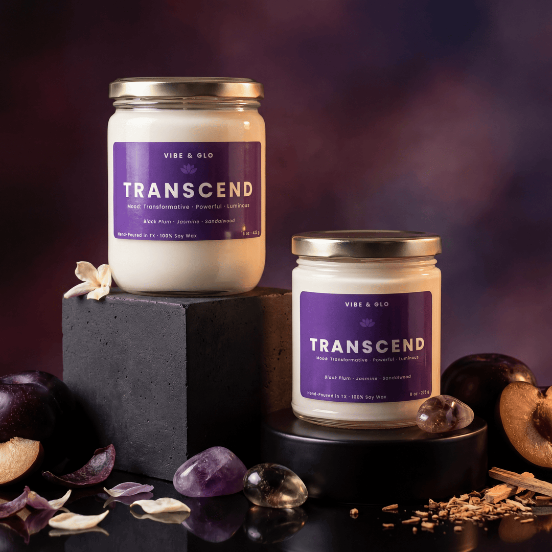 Transcend - Jasmine & Sandalwood Soy Candle - Vibe & Glo Candle Studio