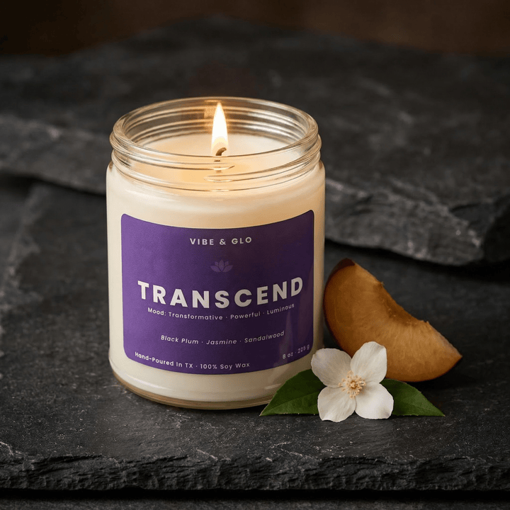 Transcend - Jasmine & Sandalwood Soy Candle - Vibe & Glo Candle Studio
