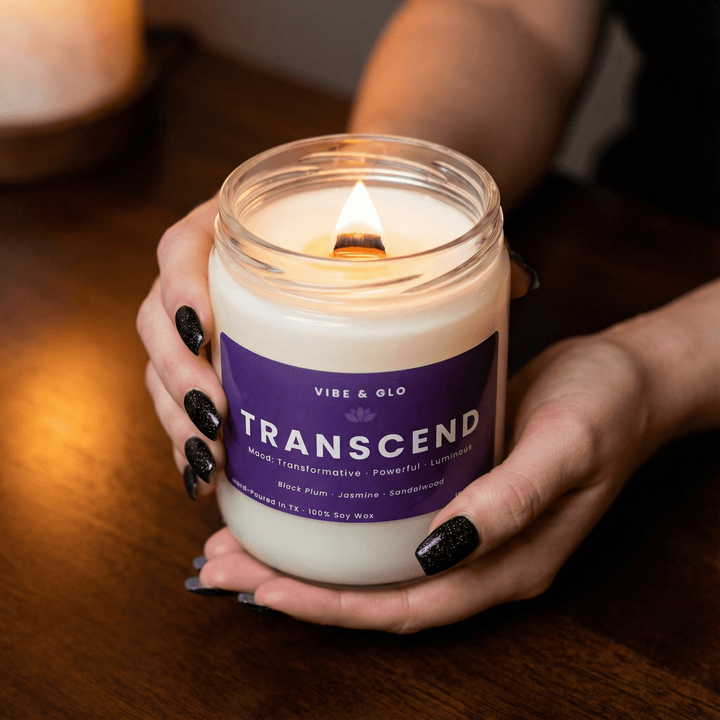 Transcend - Jasmine & Sandalwood Soy Candle - Vibe & Glo Candle Studio