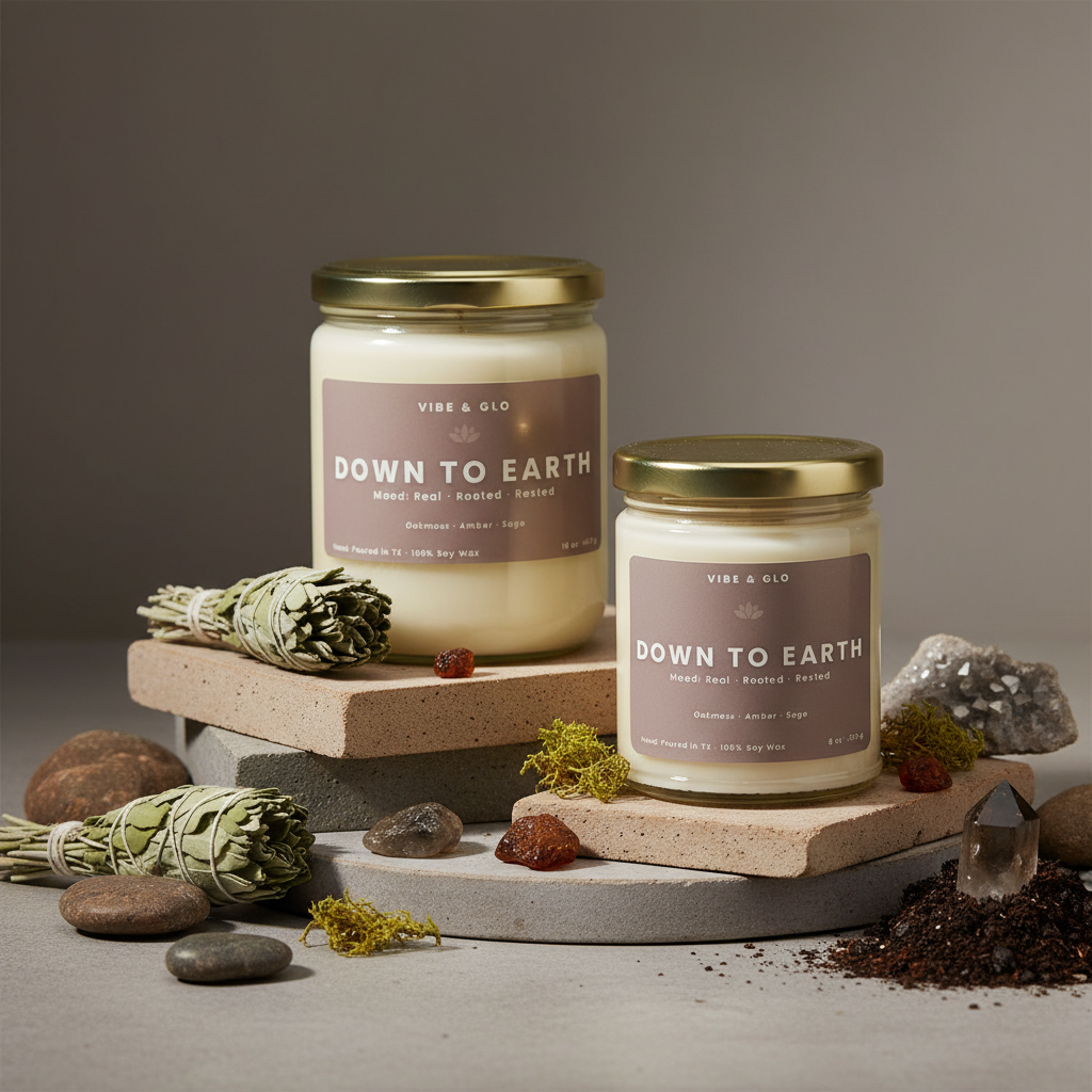 Down to Earth Candle | Oakmoss, Amber, Sage Scent