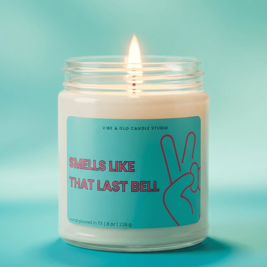 teacher appreciation candle smells like that last bell wooden wick soy candle vibe and glo